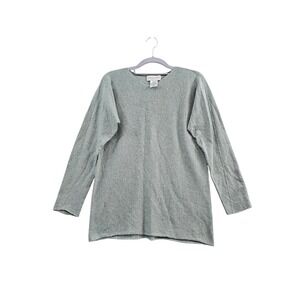 Bianco & Blu Sweater Womens Medium Green Solid Wool Cashmere Silk V-Neck Italy